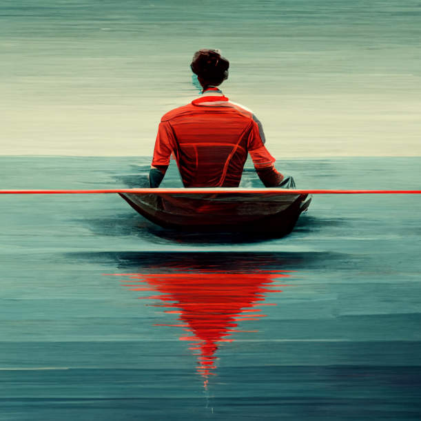 A rower gazing off into the distance.